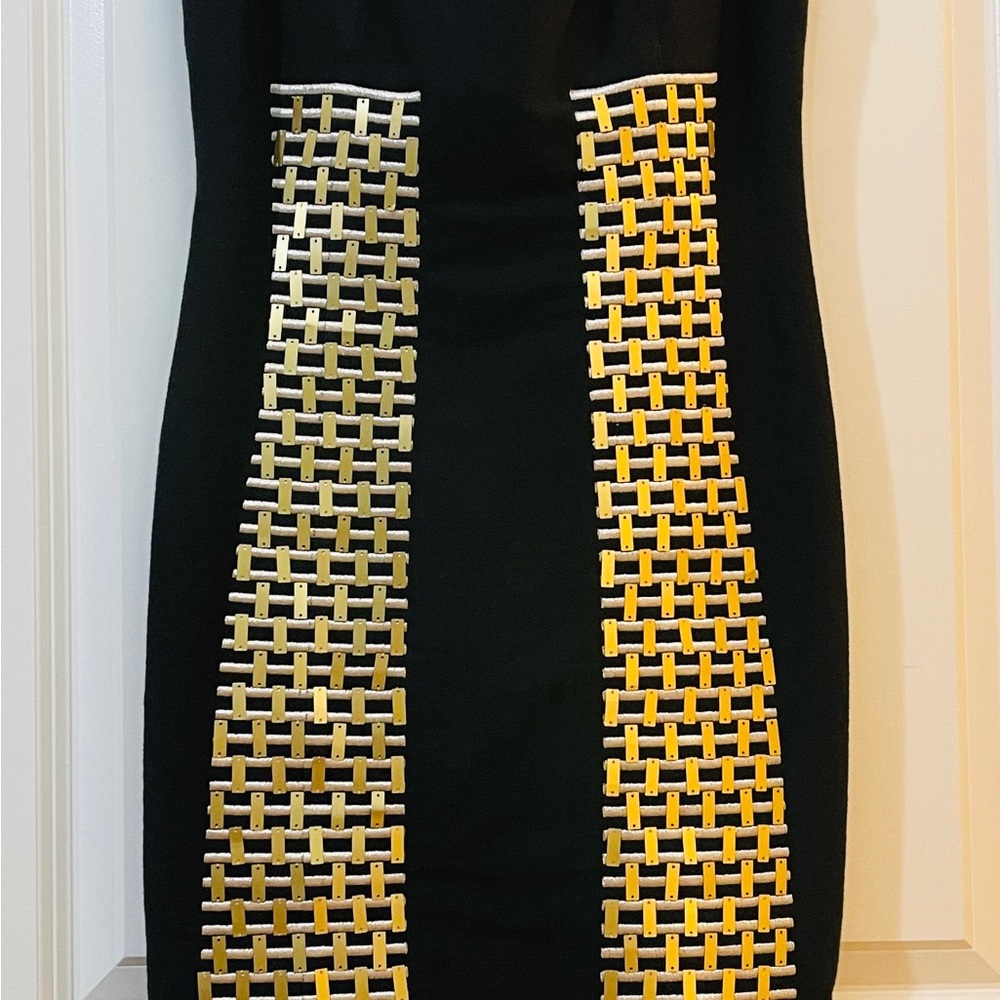 Elegant Black Dress with Gold Accents